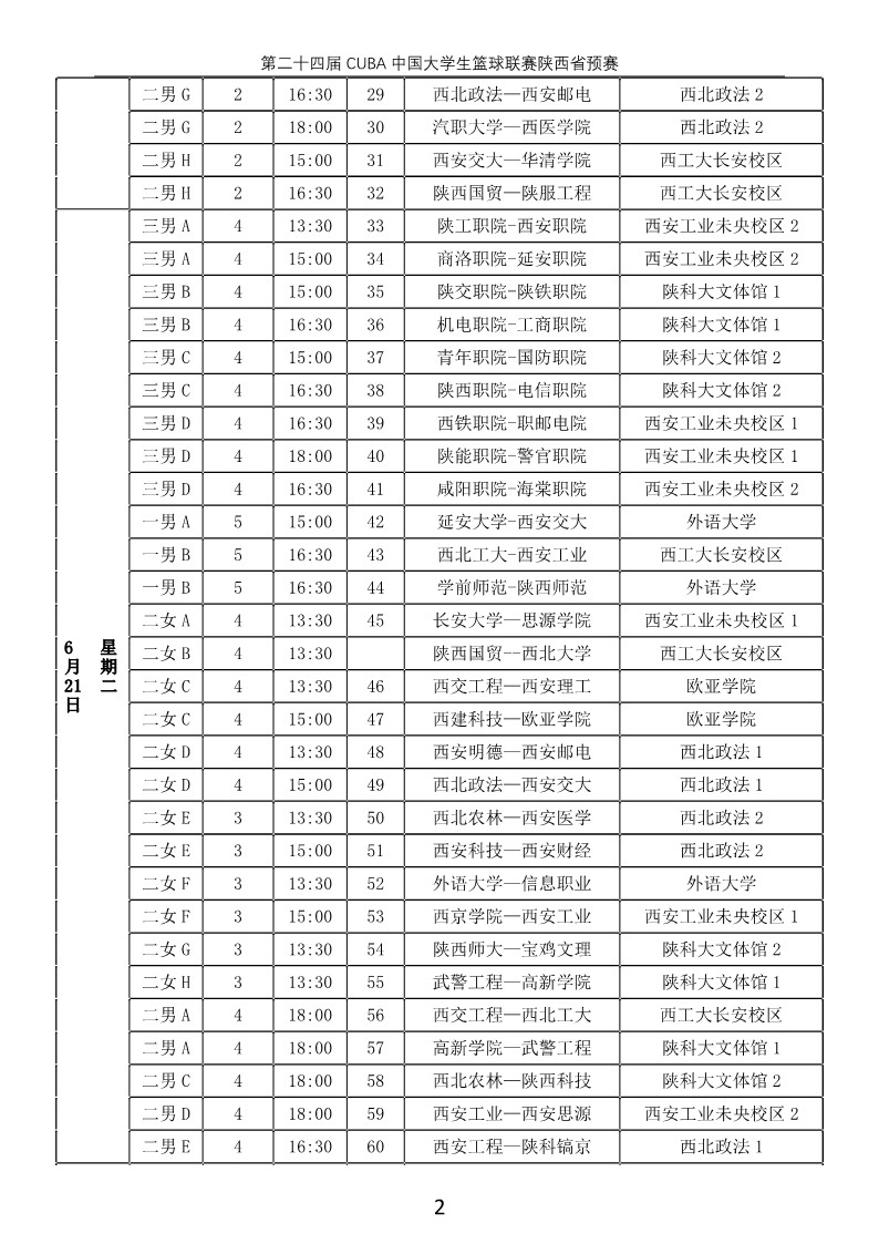 2021年陕西省大学生篮球联赛 复赛日程(5)_2