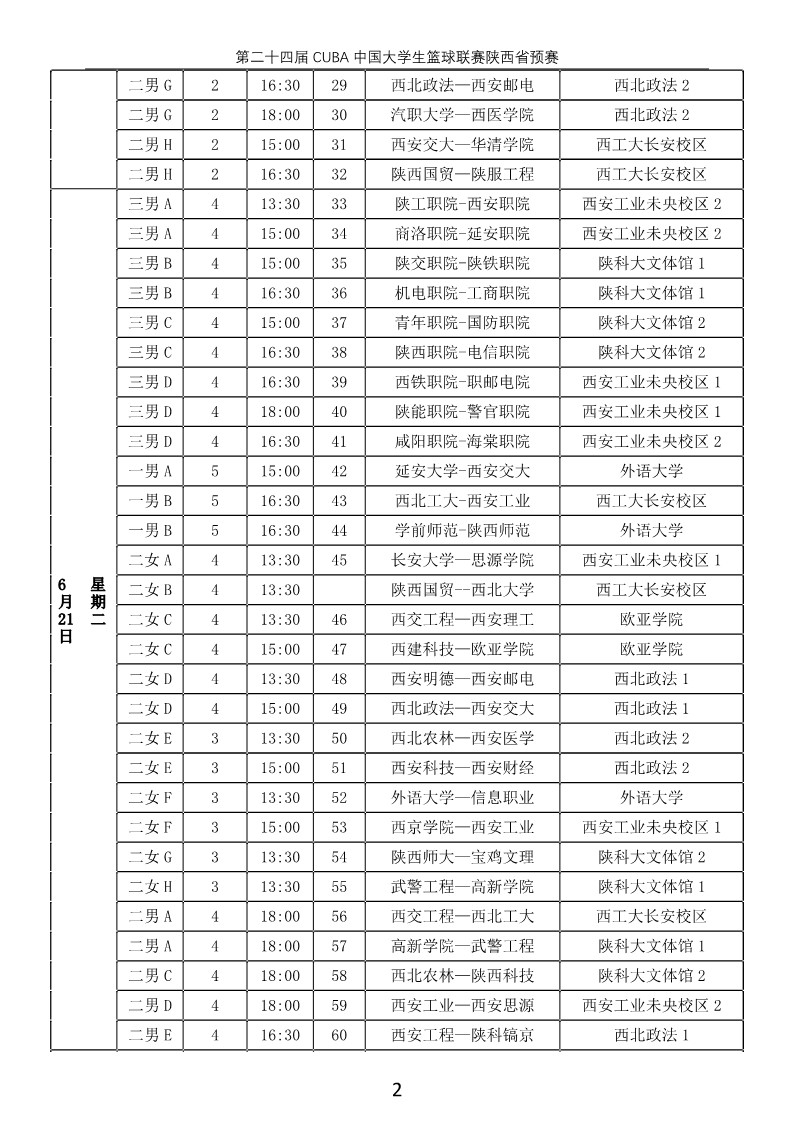 2021年陕西省大学生篮球联赛 复赛日程(5)_2