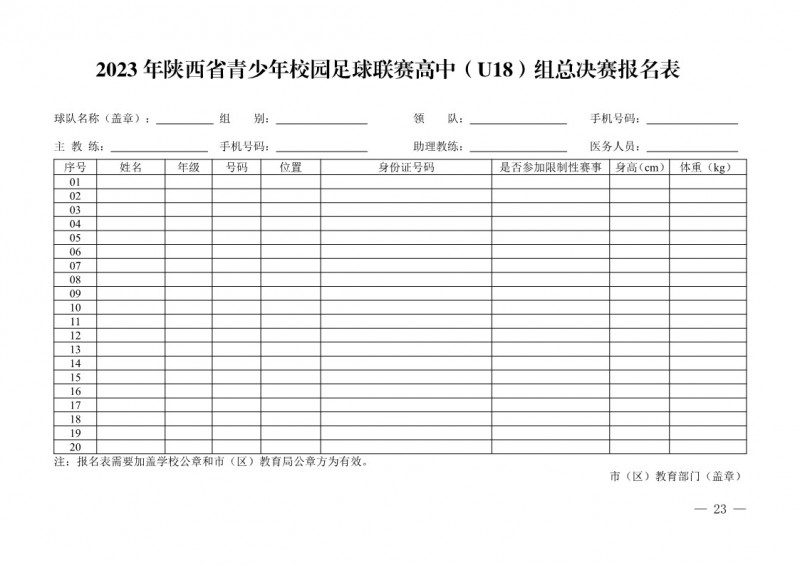 陕西省教育厅办公室 陕西省体育局办公室关于举办2023年陕西省青少年校园足球初中（U15）高中（U18）联赛的通知（陕教体办[2023]24号）(3)_23